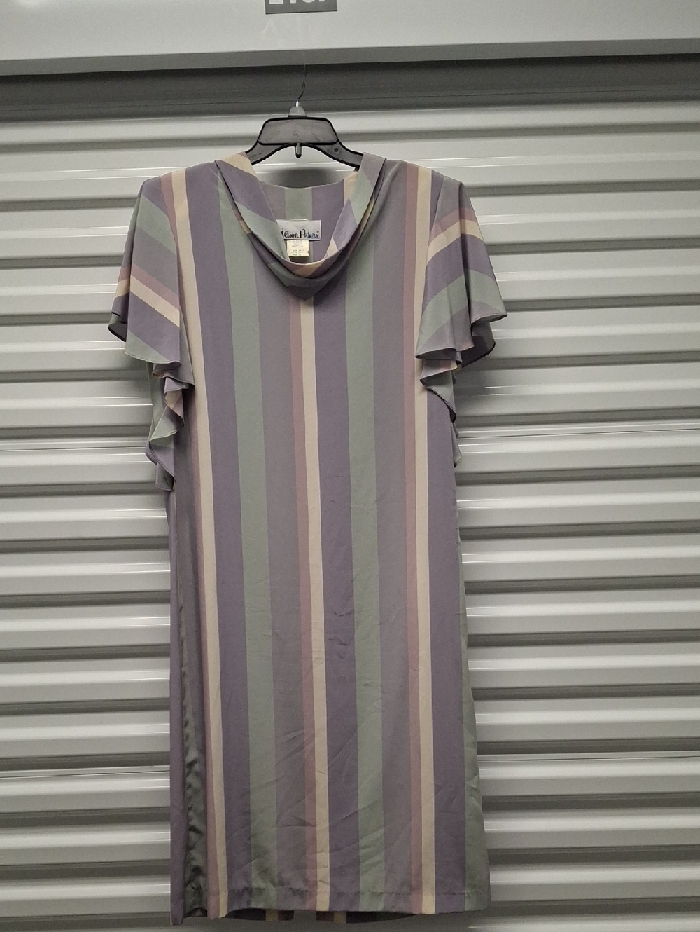 Alison Peters Vintage  Lavender, Sage & Cream Striped Midi Dress